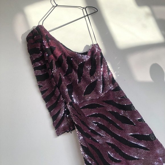 Rêve Riche Maxx Mini Dress Metallic Mauve Pink Black - Picture 6 of 9